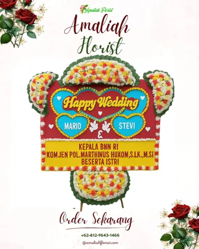 Karangan Papan Bunga Pernikahan di Singkil Dua